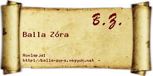 Balla Zóra névjegykártya